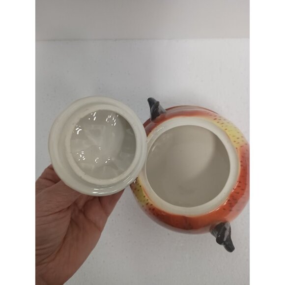 Vintage Maruhon Ware Ceramic Apple Teapot Shaped Cup Sugar Bowl Set Hand Painted - Picture 5 of 9